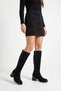 Women's Black Suede Diving Fabric and Metal Heeled Thick Heel Boots – Super Flexible Stylish Winter Boots - 7