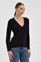 Women's 100% Cotton Knitted Buttoned Knitwear Cardigan - Black - 3