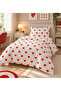 Hearted Single Duvet Cover Set in Ranforce Fabric| 160x220