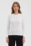 Women's 100% Cotton Hair Knit Crew Neck Knitwear Sweater - White - 2