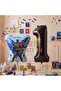 Batman Concept 1 Year Old Balloon Set Batman Bat and Black Figure Balloon Birthday Balloon Set