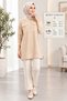 Tunic Hijab Clothing Double Pocket Shirt with Collar and Zipper Detail - 2