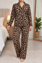 Cotton Buttoned Double Milan Pajama Set Leopard Patterned - 5