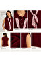 Scarf-Adorned Knitwear Sweater – Burgundy, Buttoned, Stylish Knit - 7