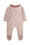0-9 Months Powder Pink Crispy Floral Print Baby Collar Jumpsuit - 3