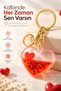 Red Heart Liquid Filled Keychain Gift for Lover