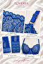 Floral Embroidered Underwire Capless Navy Blue Lingerie Set - 4