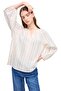 Light Beige Striped Round Neck Blouse - 2