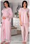 Effortt Pink Maternity Pajama Set with Dressing Gown - 2