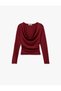 Slim Fit Long Sleeve Degaje Collar Draped T-Shirt - 7