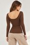 Women's Brown Princess Collar Long Sleeve Badi - 4