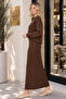 6109 Pearl Detailed Gilet Knitwear Set Brown - 3