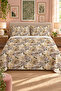 Beige Leaf Patterned Bedspread 200X220 Double Pique Set - 5