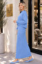 6109 Pearl Detailed Gilet Knitwear Set Blue