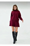 Women's High Neck Knit Sweater and Pleated Mini Skirt Two-Piece Set - 2