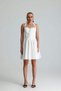 Opal Halter Neck Flounce White Dress with Bird's Eye Detail