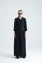 Ofre Front Buttoned Black Belted Long Dress