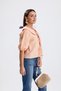 Aria Woven Linen Fabric Front Tie Baby Collar Blouse - 3