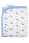 Teddy Bear Patterned Combed Cotton Single Layer Cream Light Blue Baby Blanket (80X80 cm) - 3