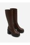 Disan Premium Brown Wedge Heeled Zippered Boots - 4