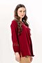 Long Sleeve Nevin Embroidery Detailed V-Neck Summer Shile Fabric Authentic Blouse Burgundy Brd - 4
