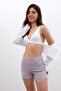 Women's High Waist Tasseled Lilac Jean Shorts - 2