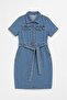 Belt Detailed Jean Dress - 2