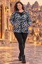 Leopard Large Size Hooded Zippered Fleece Sweatshirt - Warm and Stylish Model - 2