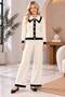 Women's cardigan with baby collar knitwear set - 4