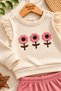 Girl baby floral embroidered ruffled ribbed top and bottom 2-piece set 3-6-9-12 months - 4