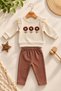 Girl baby floral embroidered ruffled ribbed top and bottom 2-piece set 3-6-9-12 months
