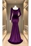 Square Neck Slit Velvet Evening Dress 582318 Purple - 4