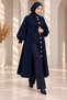 Women's oversized beardy knit long cardigan with button detail - 4