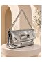 Imported Shiny Snakeskin Textured Cloutch Bag with Two Size Straps 27386 - 2