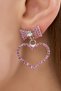 Women's Pink Bow Tie Heart Model Crystal Zircon Stone Daily Earring Model Evening Dress Valentine's Day - 2