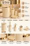 5 Piece Marble Pattern Cream Bathroom Set / WC Brush Holder, Liquid - Bar Soap Dispenser, Trash Can, Toothbrush Holder - 8