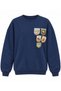 Women's Navy Blue Embossed Printed Cotton Sweatshirt - 3