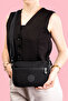 Women's Cross Strap Three-Eye Zippered Crinkle Daily Shoulder Bag Black and Beige Set of 2 - 4