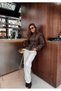 Women's Faux Leather Stand Collar Lined Women's Leather Jacket Trench Coat - 3