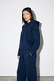 Women's Navy Blue Oversize Hooded 3-Yarn Sweatshirt Set – Relaxed Fit Sweatshirt & Wide-Leg Pants