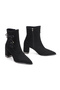 Black Suede Side Lacing / Bow Detail Thick Heeled Pointed Toe Women's Boots - 2