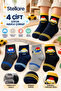 4 Pairs of Children's Vehicle Patterned Towel Socks