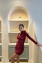Women's Velvet Shoulder Padded Draped Dress Wide Size Range - 2
