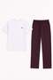 Egyptian Men's Cotton Striped Pajama Set White-Claret Red - 3