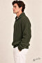 Men's Oversize Zippered Fishing Knitwear Sweater - 3