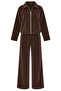 Women's Brown Velvet Zippered Double Tracksuit Set