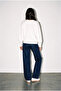 Women's Ecru Oversize Printed Cotton Sweatshirt - 4