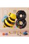 Bee Bee Concept 8 Years Old Balloon Set Bee Balloon and Black Number Balloon Birthday Balloon Set