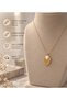 Women's Gold 316L Stainless Steel White Enamel Detailed Antique Design Necklace "Aegis Necklace" - 6