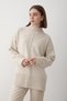 Women's Beige Oversize Turtleneck Sweater - 4